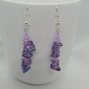 Purple Gemstone Dangle Earrings